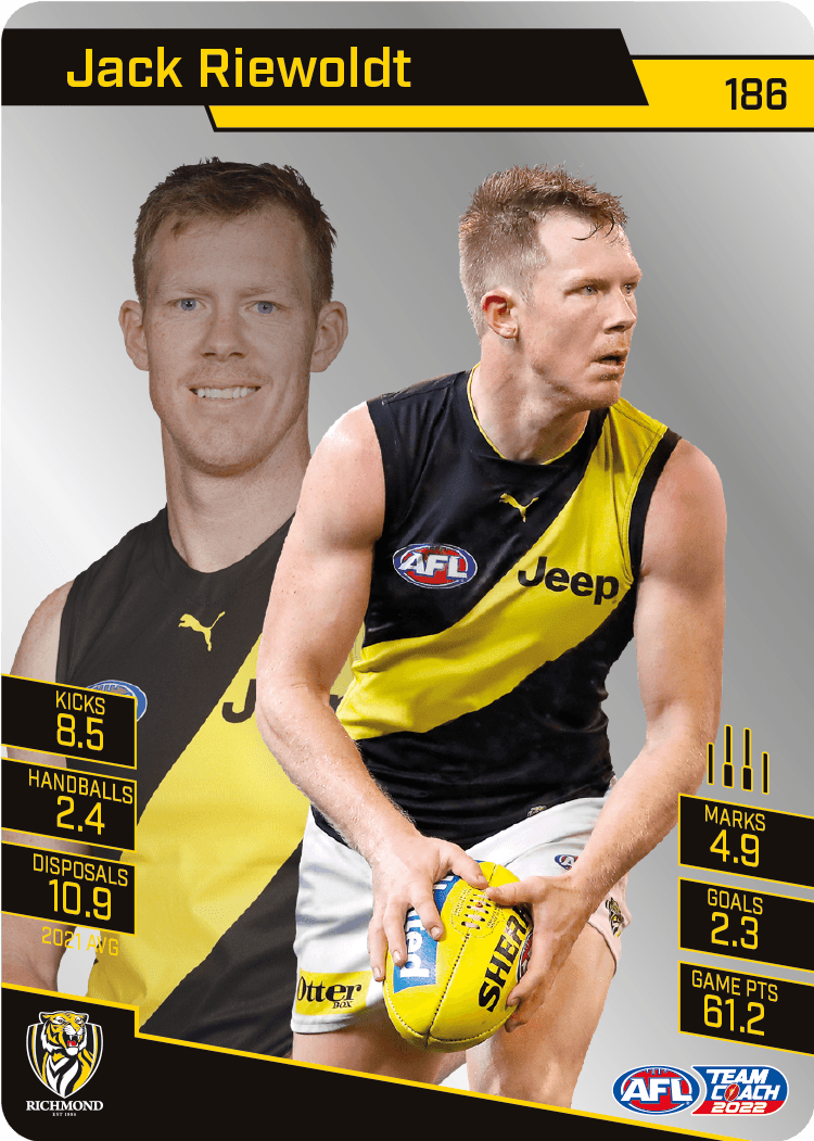 2022 AFL Teamcoach Silver Parallel #186 Jack Riewoldt