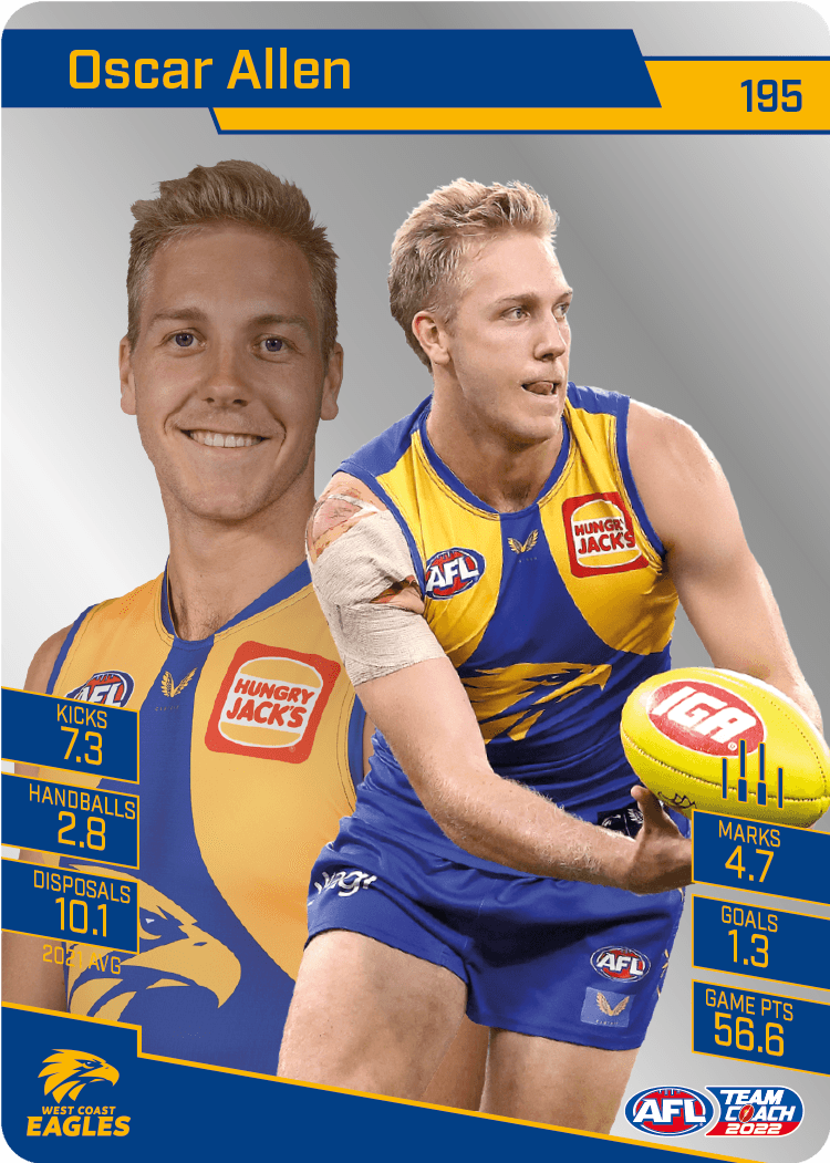 2022 AFL Teamcoach Silver Parallel #195 Oscar Allen