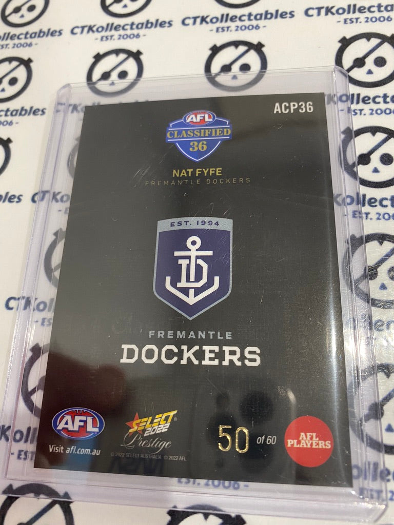 2022 AFL Footy Stars Prestige Nat Fyfe Classified Midnight #50/60 Dcokers