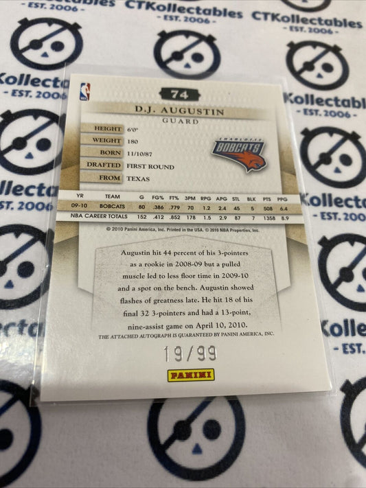 2010/11 Timeless Treasures Silver Signature DJ Augustin #19/99 Bobcats