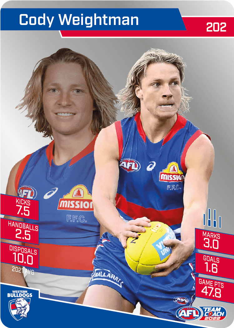 2022 AFL Teamcoach Silver Parallel #202 Cody Weightman