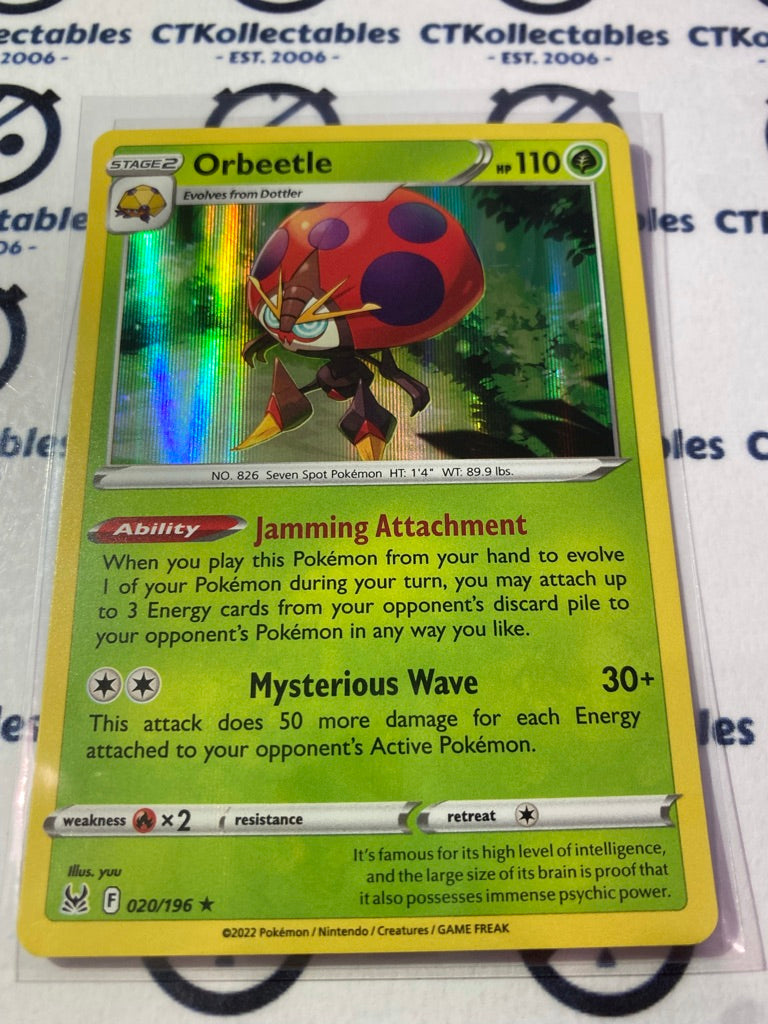 Orbeetle Holo Rare #020/196 2022 Sword & Shield Lost Origin Pokemon Card