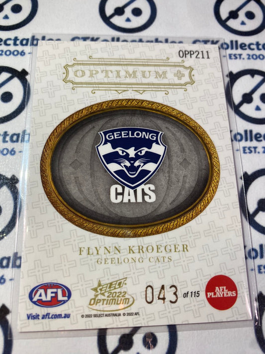 2022 AFL Optimum Flynn Kroger Optimum Plus Rookie RC #043/115 Cats OPP211
