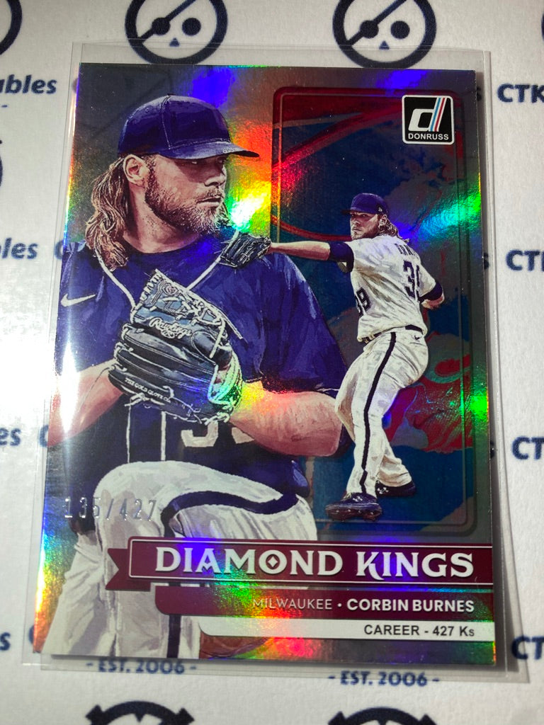 2022 Panini Donruss Baseball Corbin Burnes Career Stat Line Diamond Kings #135/427 Milwaukee