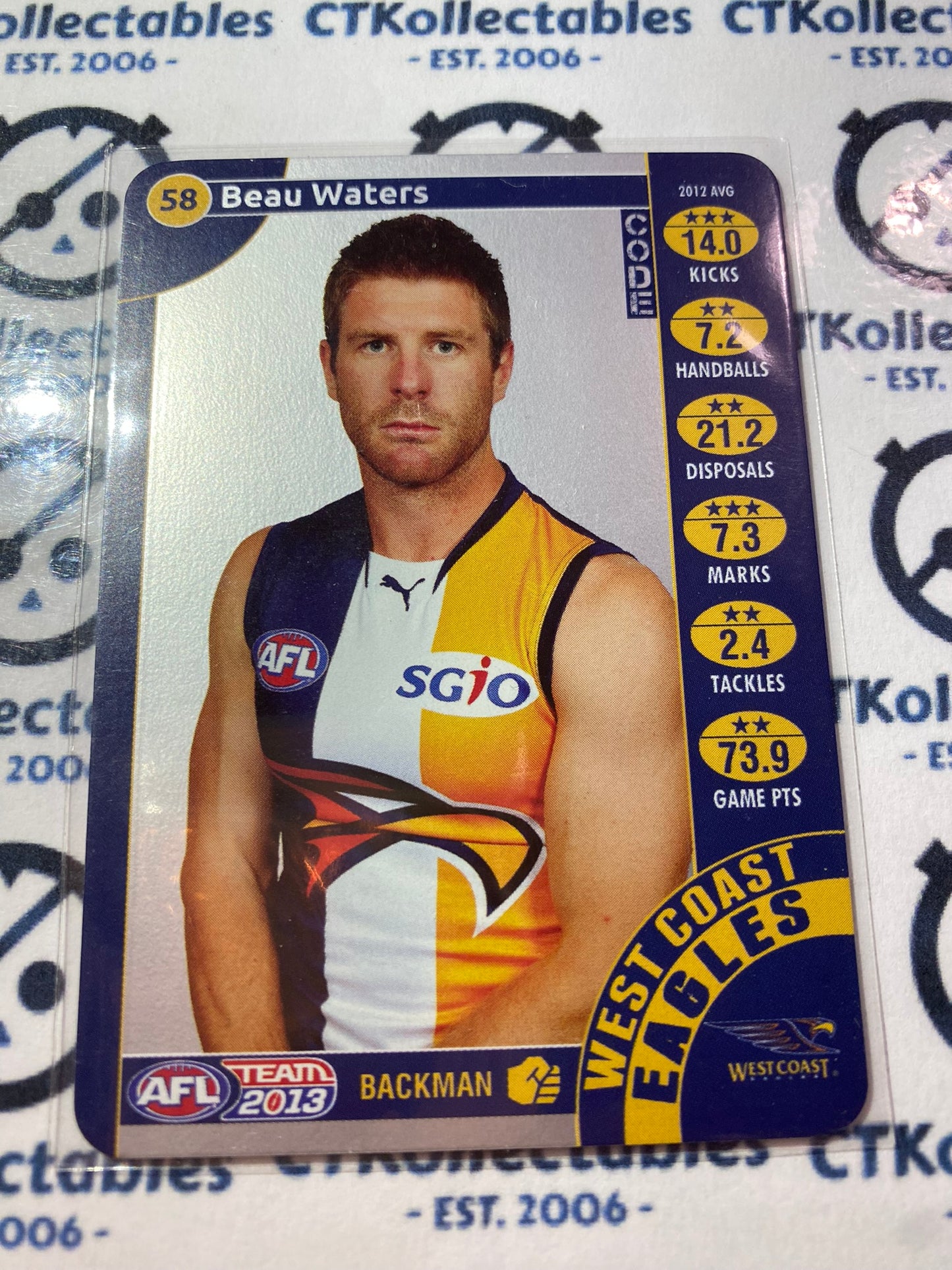 2013 AFL Teamcoach Silver Code Card - #58 Beau Waters