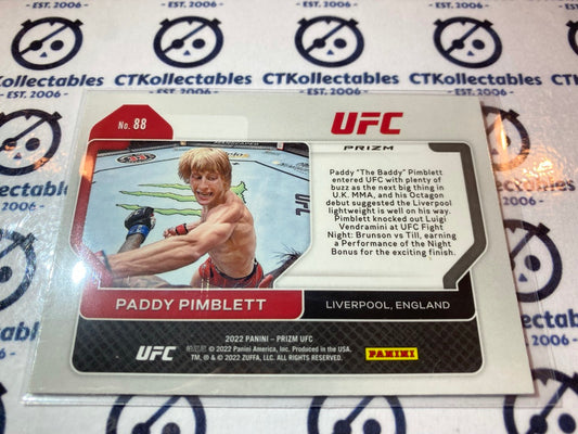 2022 UFC Panini Prizm Paddy Pimblett RC Silver Prizm #88 Lightweight