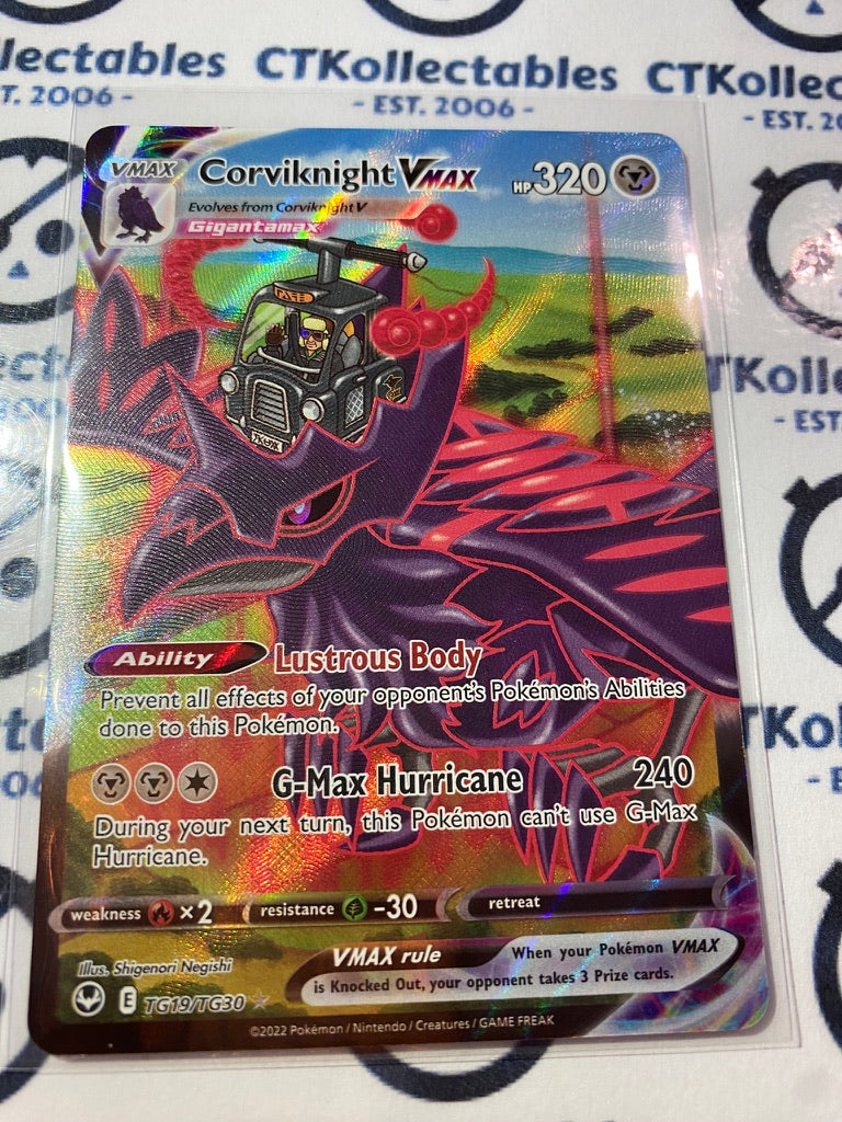 Corviknight Vmax Trainer Gallery Rare Full Art TG19/TG30 2022 Sword & CTKollectables Corviknight Vmax Trainer Gallery Rare Full Art TG19/TG30 2022 Sword & CTKollectables