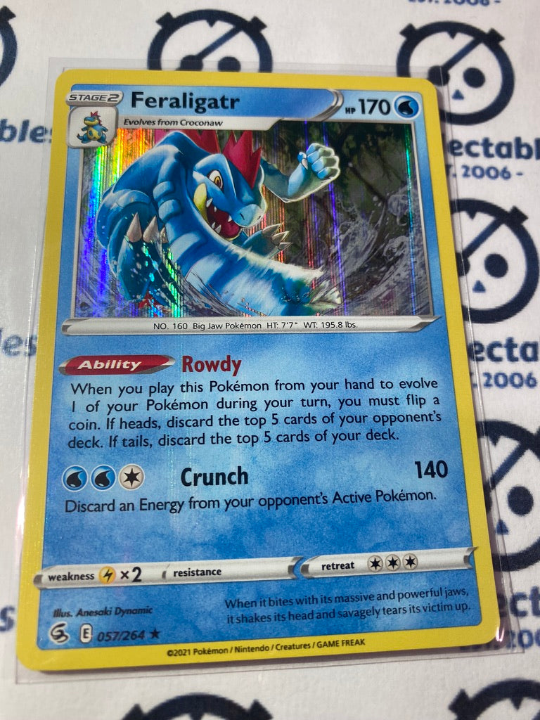 Feraligatr Holo Rare Card #057/264 2021 Sword & Shield Fusion Strike P CTKollectables Feraligatr Holo Rare Card #057/264 2021 Sword & Shield Fusion Strike P CTKollectables