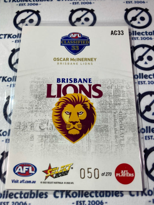 2022 AFL Footy Stars Classified #AC33 Oscar McInerney #050/270
