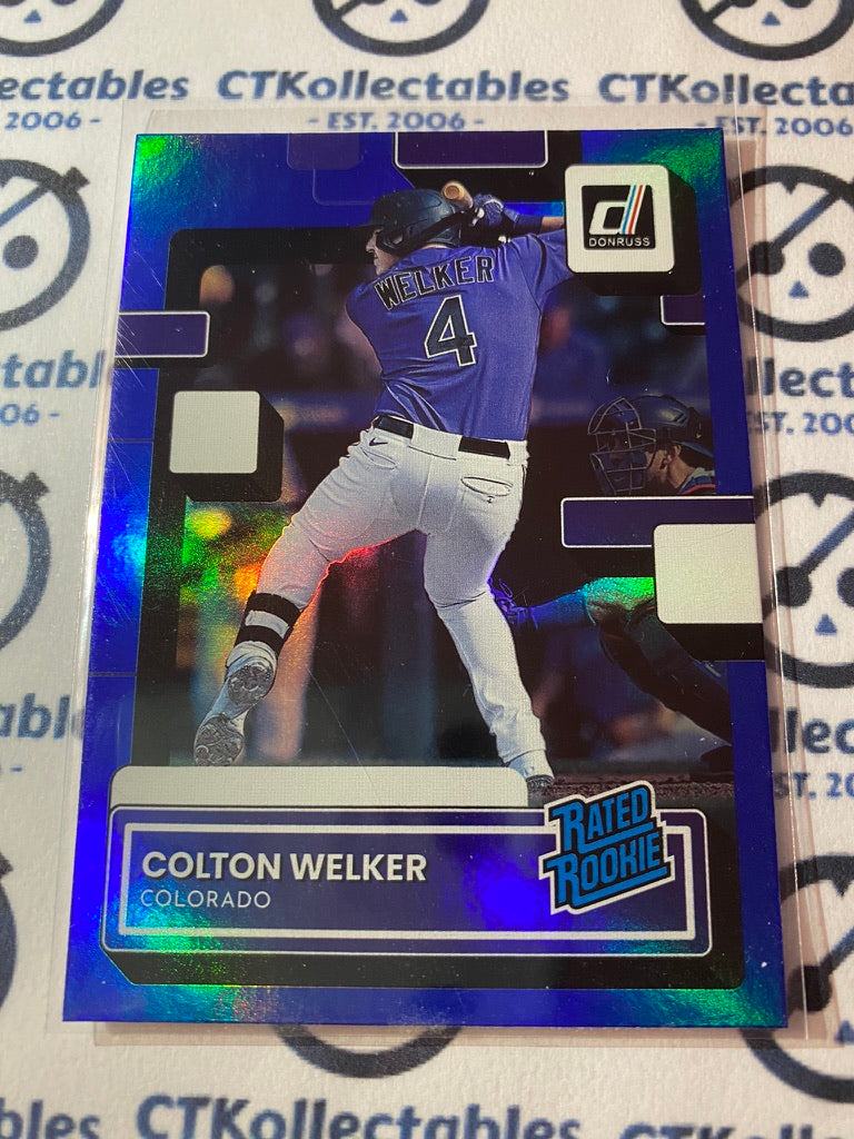 2022 Panini Donruss Baseball Colton Welker Rated Rookie Blue Foil #56 Colorado