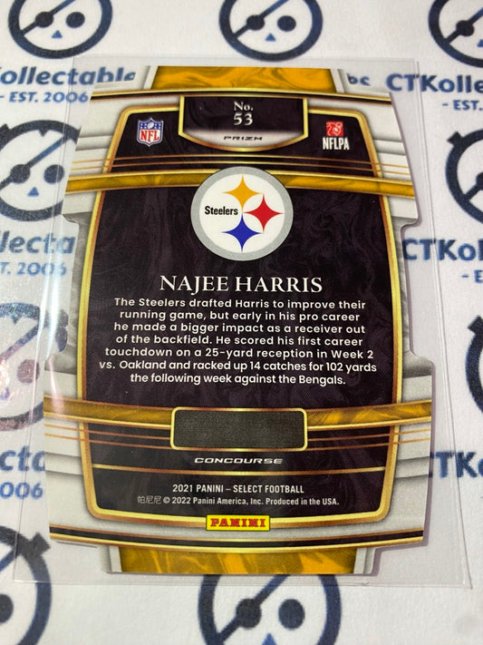 2021 NFL Panini Select Najee Harris Concourse RC Black & gold Die-cut Prizm #53 Steelers