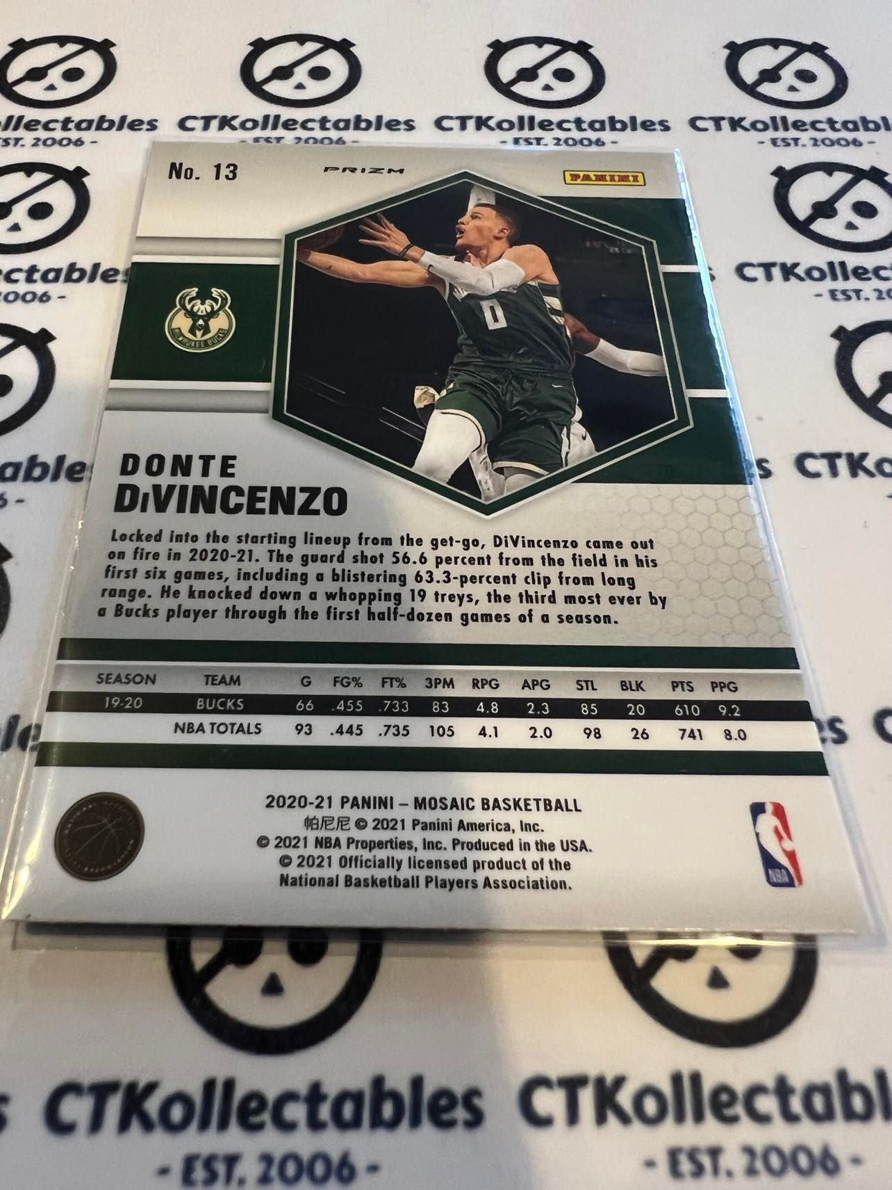 2020-21 NBA Mosaic Pink Prizm Donte DiVincenzo #13 Bucks