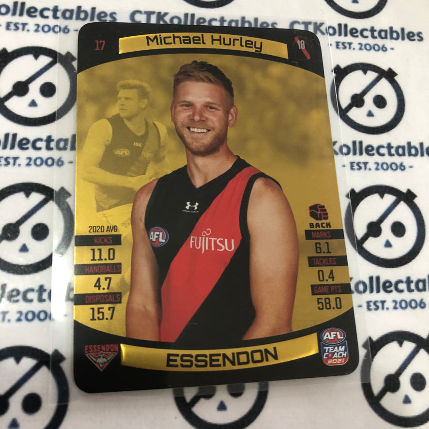 2021 AFL Teamcoach Gold Michael Hurley #17 Bombers