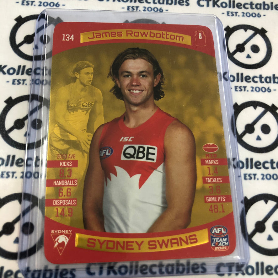 2021 AFL Teamcoach Gold James Rowbottom #134 Swans