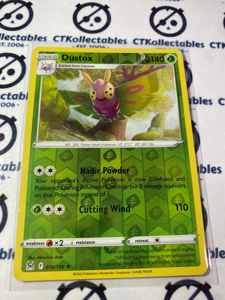 Dustox Reverse Holo Rare #010/196 2022 Sword & Shield Lost Origin Pokemon Card