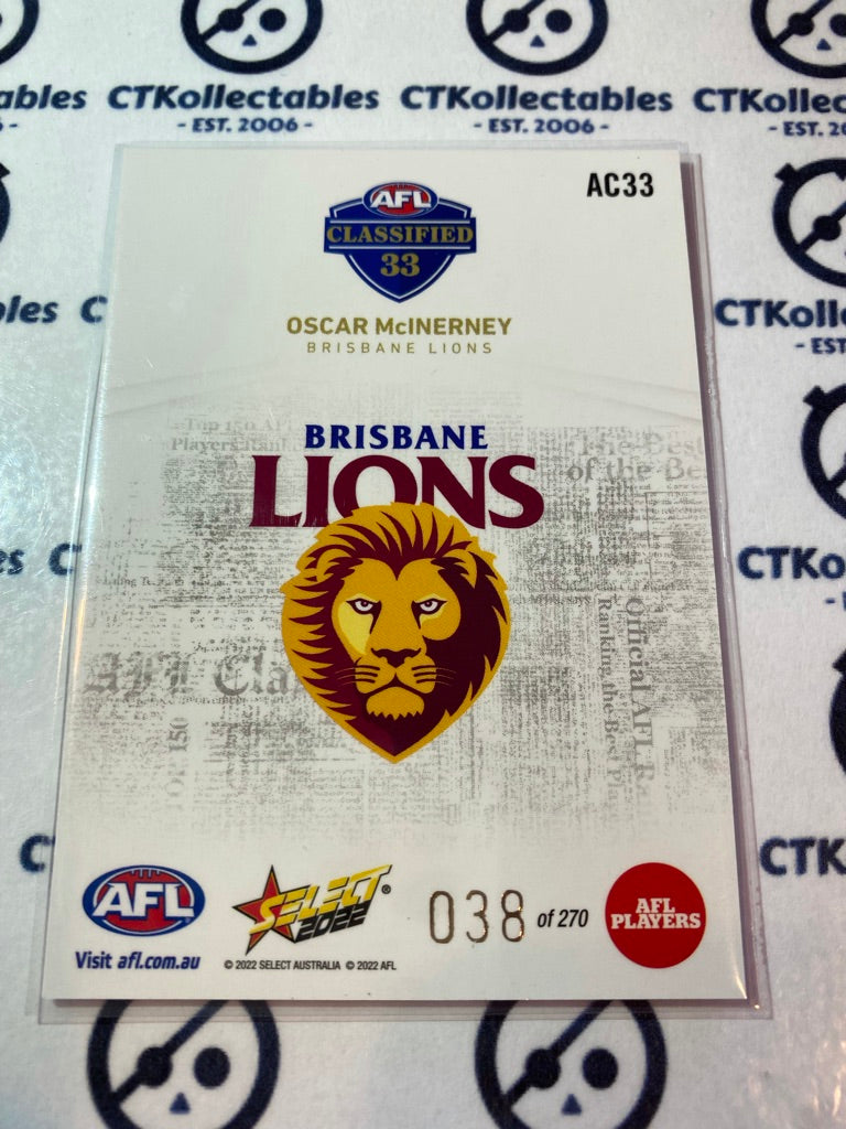 2022 AFL Footy Stars Classified #AC33 Oscar Mcinerney #038/270
