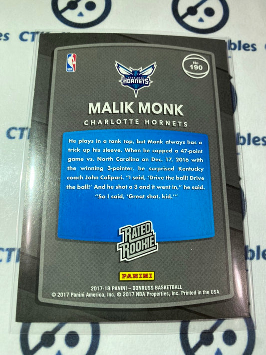 2017-18 NBA Donruss Malik Monk Rated Rookie #190 Hornets