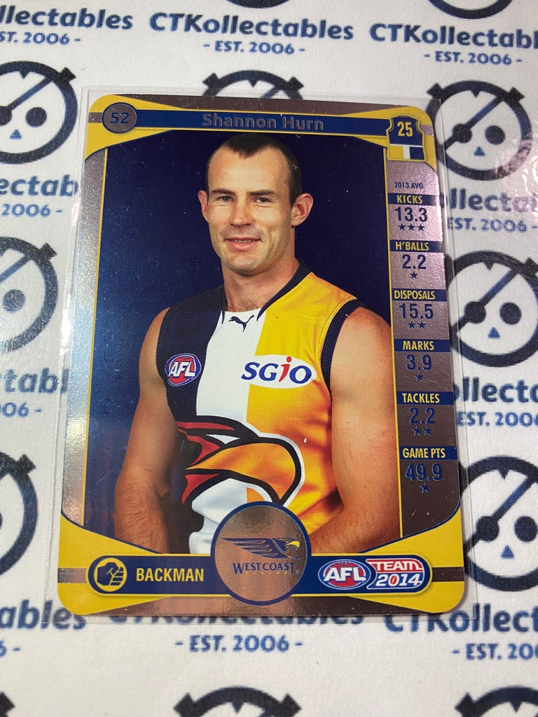 2014 AFL Teamcoach Silver Parallel #52 Shannon Hurn Eagles
