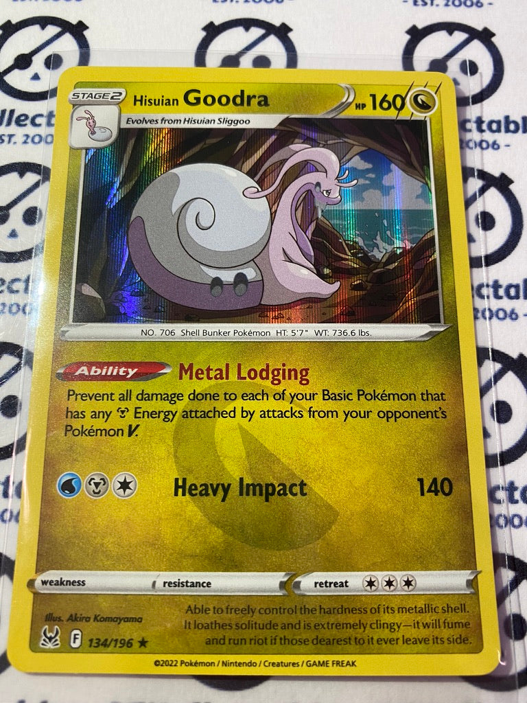Hisuian Goodra Holo Rare #134/196 2022 Sword & Shield Lost Origin Pokemon Card