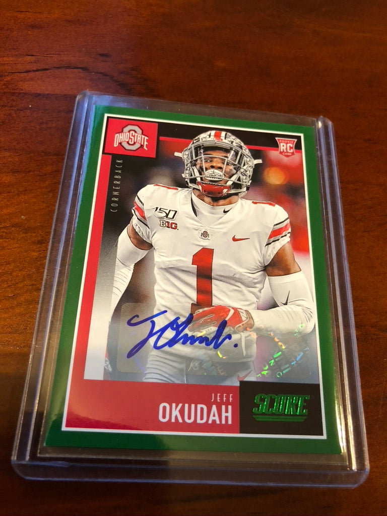 Jeff Okudah Green Rookie RC Auto #333 2020 NFL Score
