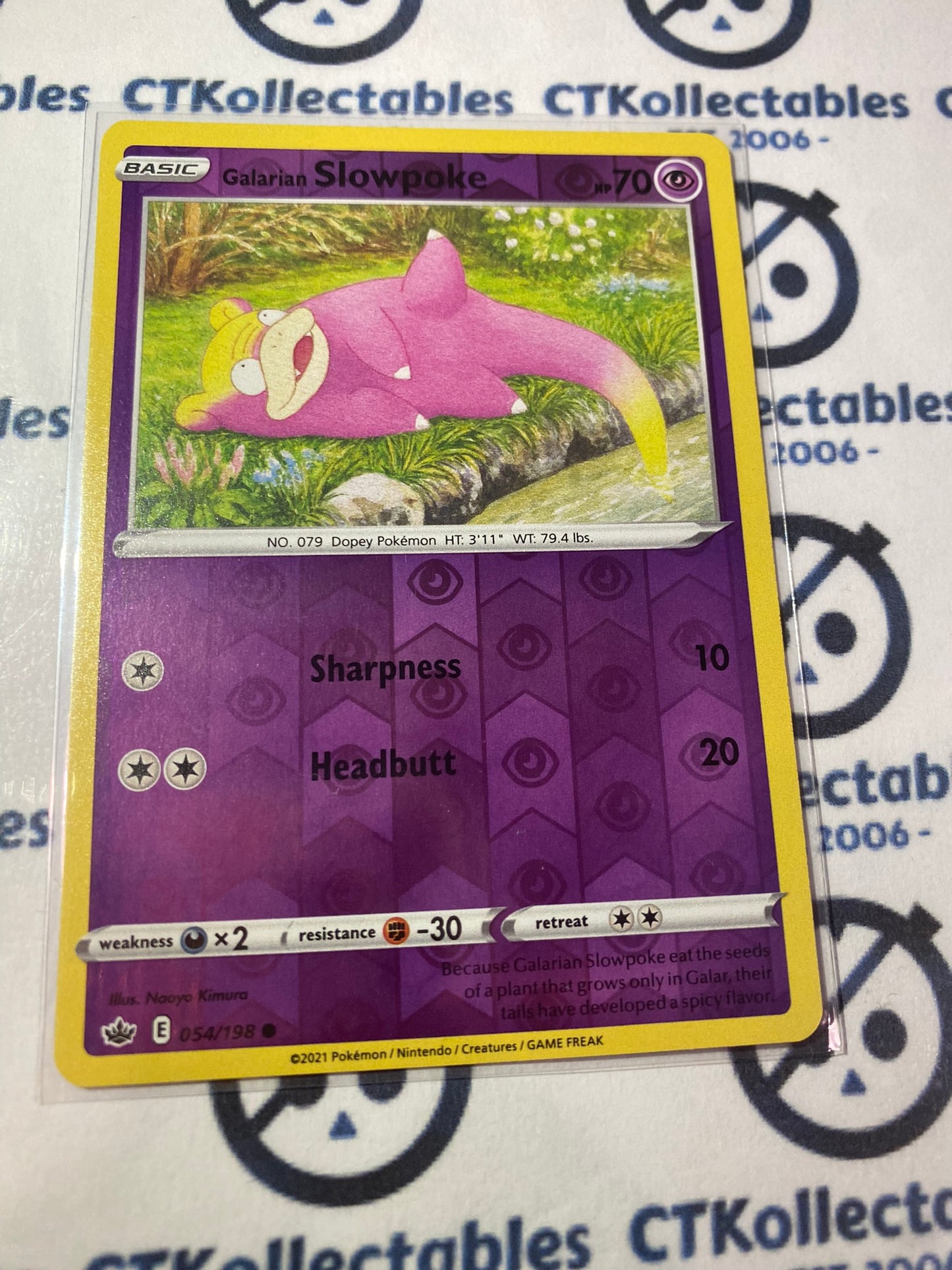 Galarian Slowpoke Reverse Holo #054/198 Pokémon Card Chilling Reign