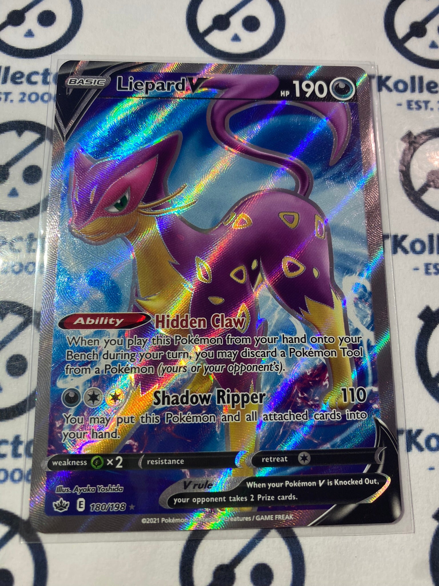 Liepard V Full Art Ultra Rare #180/198 Pokmon Card Chilling Reign CTKollectables Liepard V Full Art Ultra Rare #180/198 Pokmon Card Chilling Reign CTKollectables