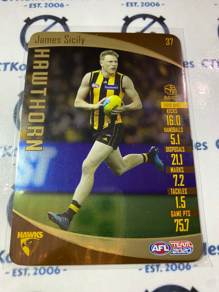 2020 AFL Teamcoach Gold #37 James Sicily Hawks