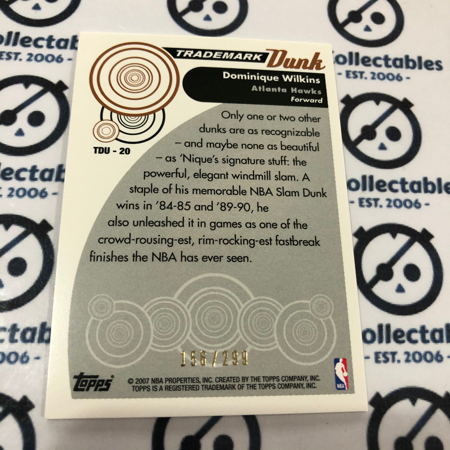 2006-07 Topps Trademark Moves Dunk Dominique Wilkins #156/299 Hawks