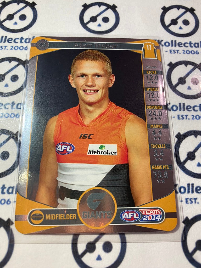 2014 AFL Teamcoach Silver Parallel #88 Adam Treloar Giants