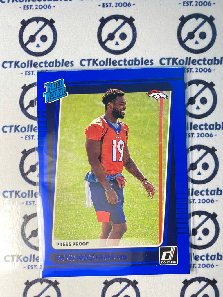 2021 NFL Donruss Press Proof Blue Rated Rookie Seth Williams #299 RC