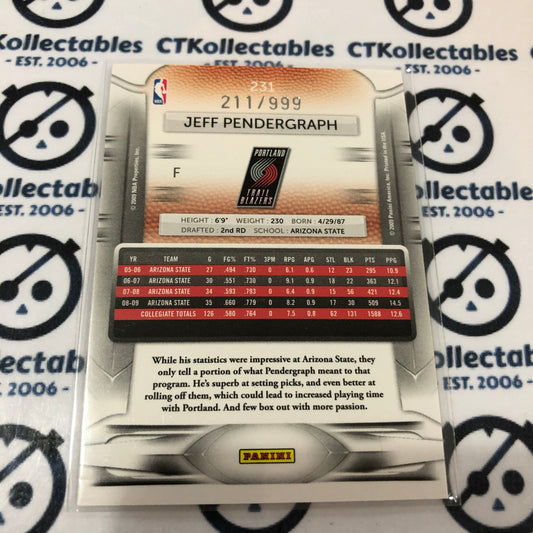2009-10 NBA Prestige Jeff Pendergraph Draft Picks #211/999 Trail-blazers