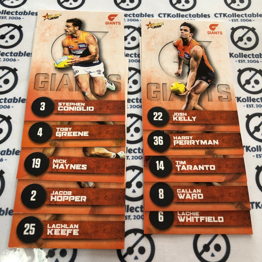 2021 AFL Footy Stars GWS Giants 10 team Set