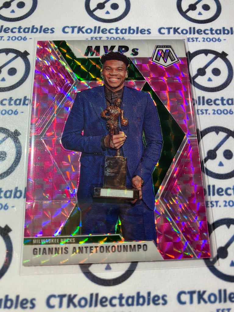 2019-20 Panini NBA Mosaic Giannis Antetkounmpo MVP's Pink Prizm #297 Bucks FINALS MVP