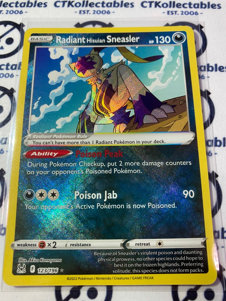 Radiant Hisuian Sneasler #123/196 2022 Sword & Shield Lost Origin Pokemon Card
