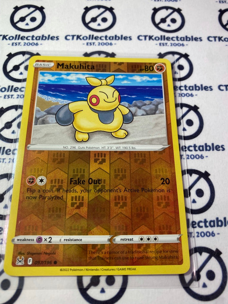Makuhita Reverse Holo #097/196 2022 Sword & Shield Lost Origin Pokemon Card