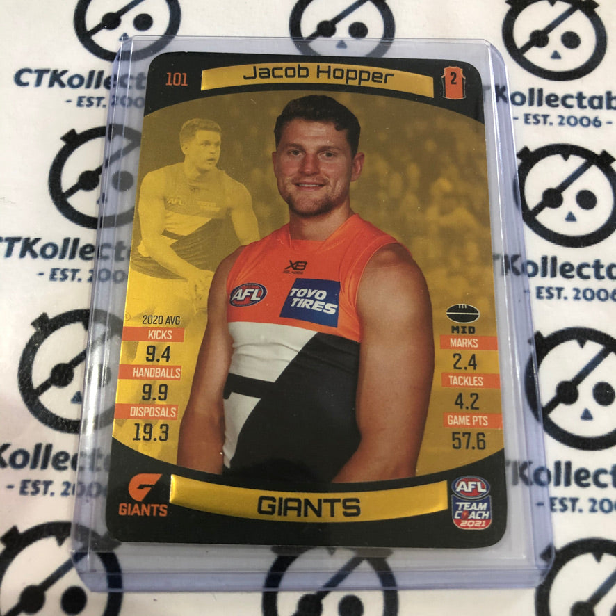 2021 AFL Teamcoach Gold Jacob Hopper #101 Giants