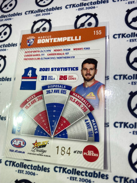 2022 AFL Footy Stars Prestige Marcus Bontempelli Orange Parallel #184/210 Bulldogs