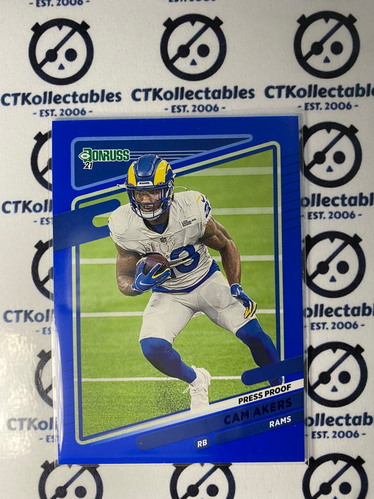 2021 NFL Donruss Press Proof Blue Cam Akers #143 Rams