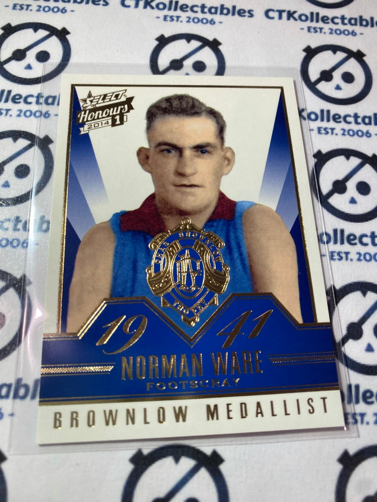 2014 AFL Select Honours 1 Norman Ware Brownlow Gallery #BG6 Footscray/Bulldogs