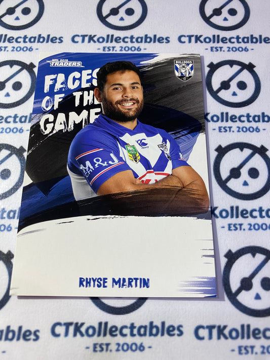 2019 NRL Traders Faces Of The Game Rhyse Martin FG11/64 Bulldogs