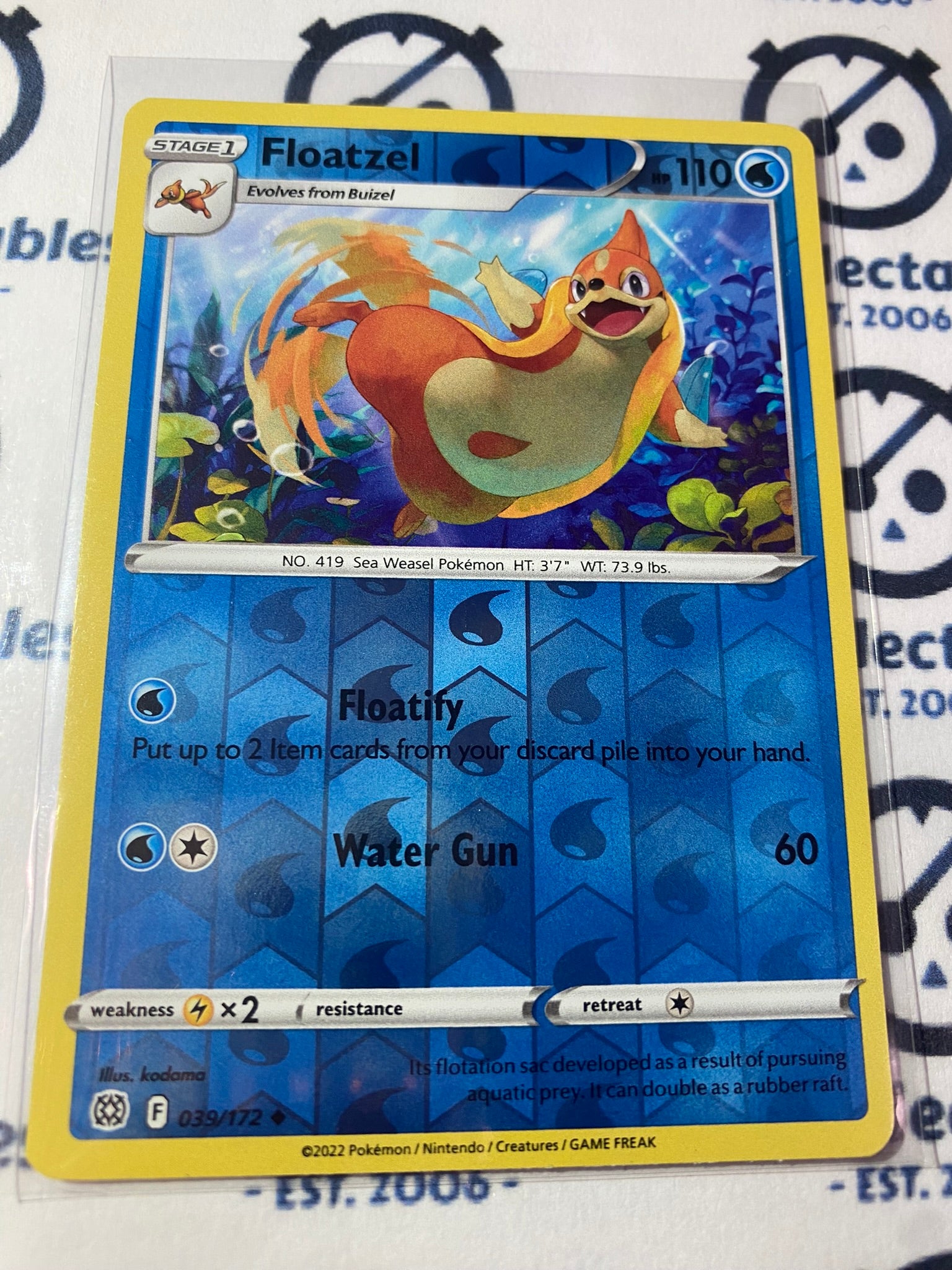 Floatzel #039/172 Reverse Holo Pokmon Card Brilliant Stars CTKollectables Floatzel #039/172 Reverse Holo Pokmon Card Brilliant Stars CTKollectables