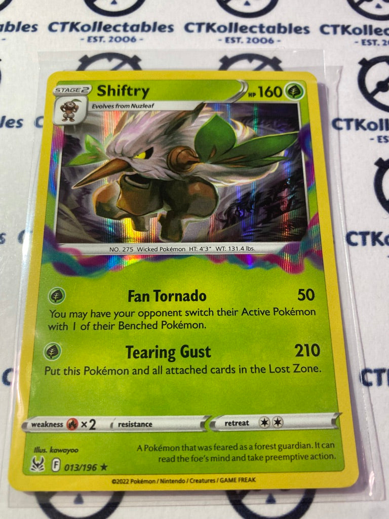 Shiftry Holo Rare #013/196 2022 Sword & Shield Lost Origin Pokemon Car CTKollectables Shiftry Holo Rare #013/196 2022 Sword & Shield Lost Origin Pokemon Car CTKollectables