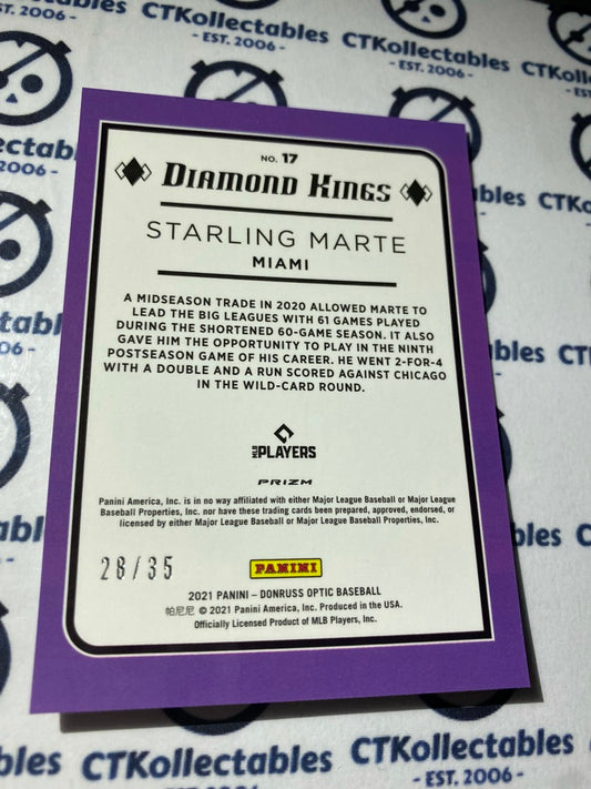 2021 Panini Donruss Optic Baseball Starling Marte Diamond Kings Teal Velocity Prizm #34/76