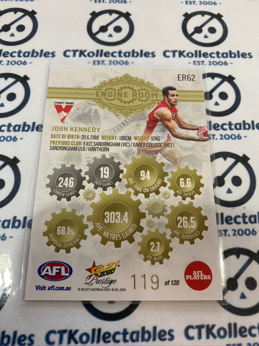 2020 AFL Prestige Engine Room #ER62 Josh Kennedy #119/120 Swans