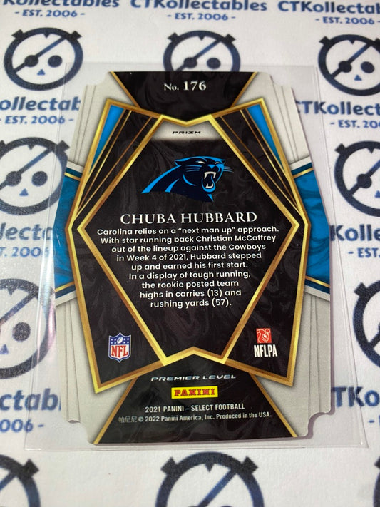 2021 NFL Panini Select Chuba Hubbard Premier Level Black & gold Die-cut Prizm #176 Panthers
