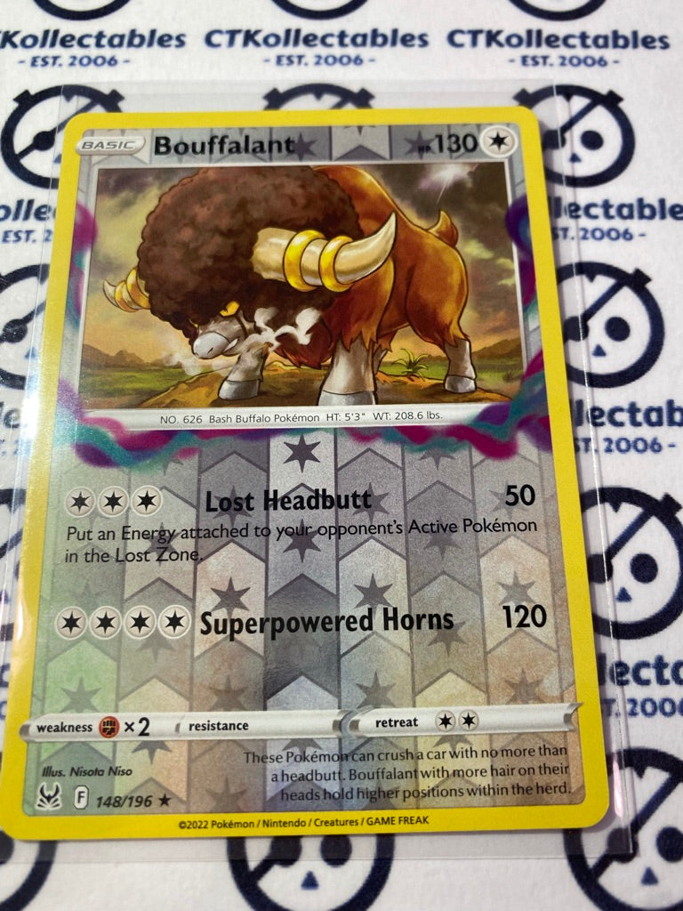Bouffalant Reverse Holo #148/196 2022 Sword & Shield Lost Origin Pokemon Card