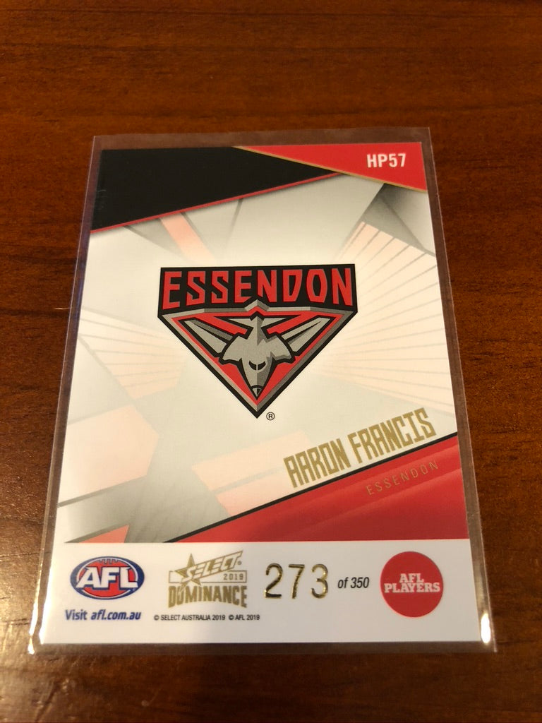 2019 Select Afl Dominance Aaron Francis #273/350 Holo-foil Parallel
