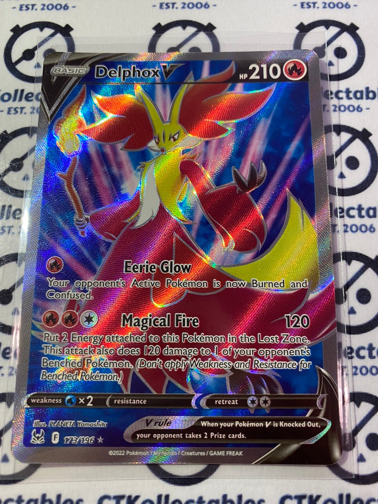 Delphox Full Art #173/196 2022 Sword & Shield Lost Origin Pokemon Card