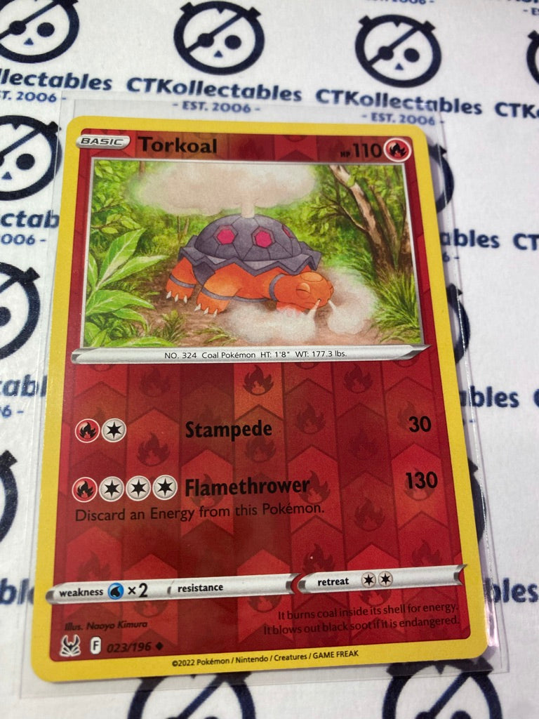 Torkoal Reverse Holo #023/196 2022 Sword & Shield Lost Origin Pokemon Card