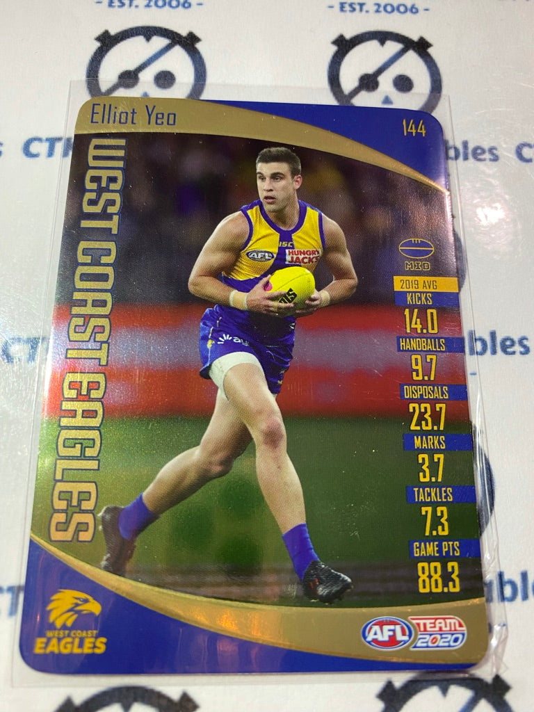 2020 AFL Teamcoach Gold #144 Elliot Yeo Eagles